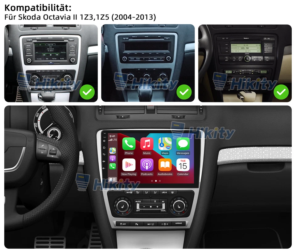 DAB+ CarPlay Android Radio Für Skoda Octavia 2 1Z 2004-2013 mit GPS Navi Kamera - Bild 2 von 4
