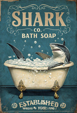 Shark  Bath Soap Ad metal sign, Shark sign, Shark Plaque