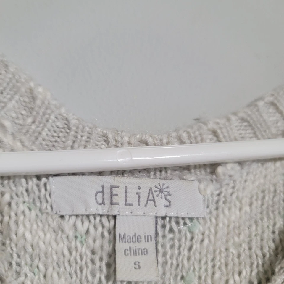 Suéter Top Delia's De Colección Talla Pequeña S Crema Y Verde Menta Lunares Suizos Años 2000 Y2k Foto 3 de 4