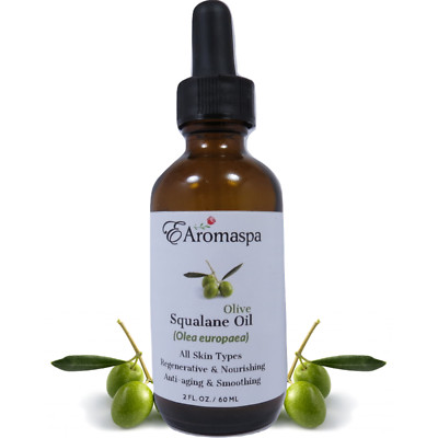 EAromaspa Squalane Oil for Face 100% Pure Natural, Olive-Derived 2 oz