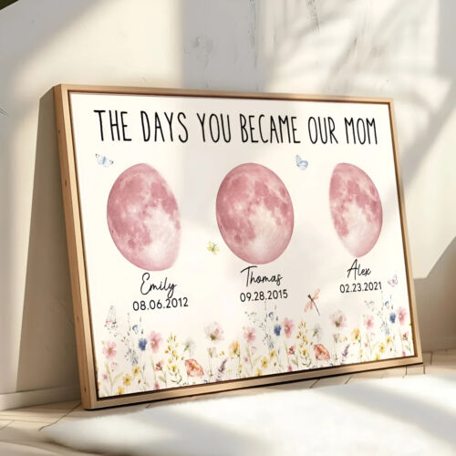 Flores Salvajes El Día En Que Te Conviertas en Mamá Abuela Personalizado Rosa Cumpleaños Fase Lunar - Imagen 2 de 4