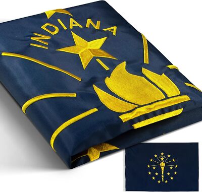 Anley EverStrong 3x5 Ft Embroidered Indiana State Flag - Polyester IN Flags