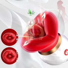 Rose Sucking Vibrator Licking Tongue Clit G-spot Dildo Oral Sex Toys for Women