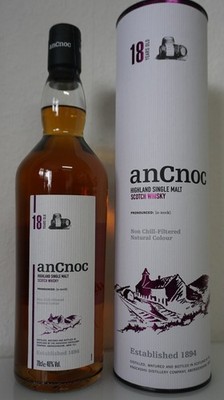 AnCnoc 18 Single Malt Whisky 700ml in Tube 0,7l Scotch An Cnoc