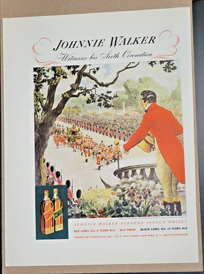 Johnnie Walker Whiskey 1937 Print Advertisement 10.5'' x 14'' Original Magazine Ad