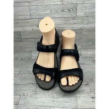 SAS Nudu Black Leather Comfort Walking Sandals Womens 9 M Made in USA