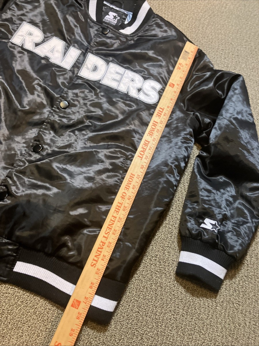 Las Vegas Raiders Large Men's Starter Black Label Jacket Satin