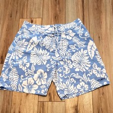 OP Ocean Pacific Blue and White Tropical Board Shorts Swim Trunks Men's Size 36