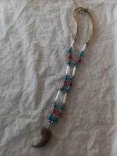Native american style  Replica Bear claw and coral  & Turquoise nugget necklace 