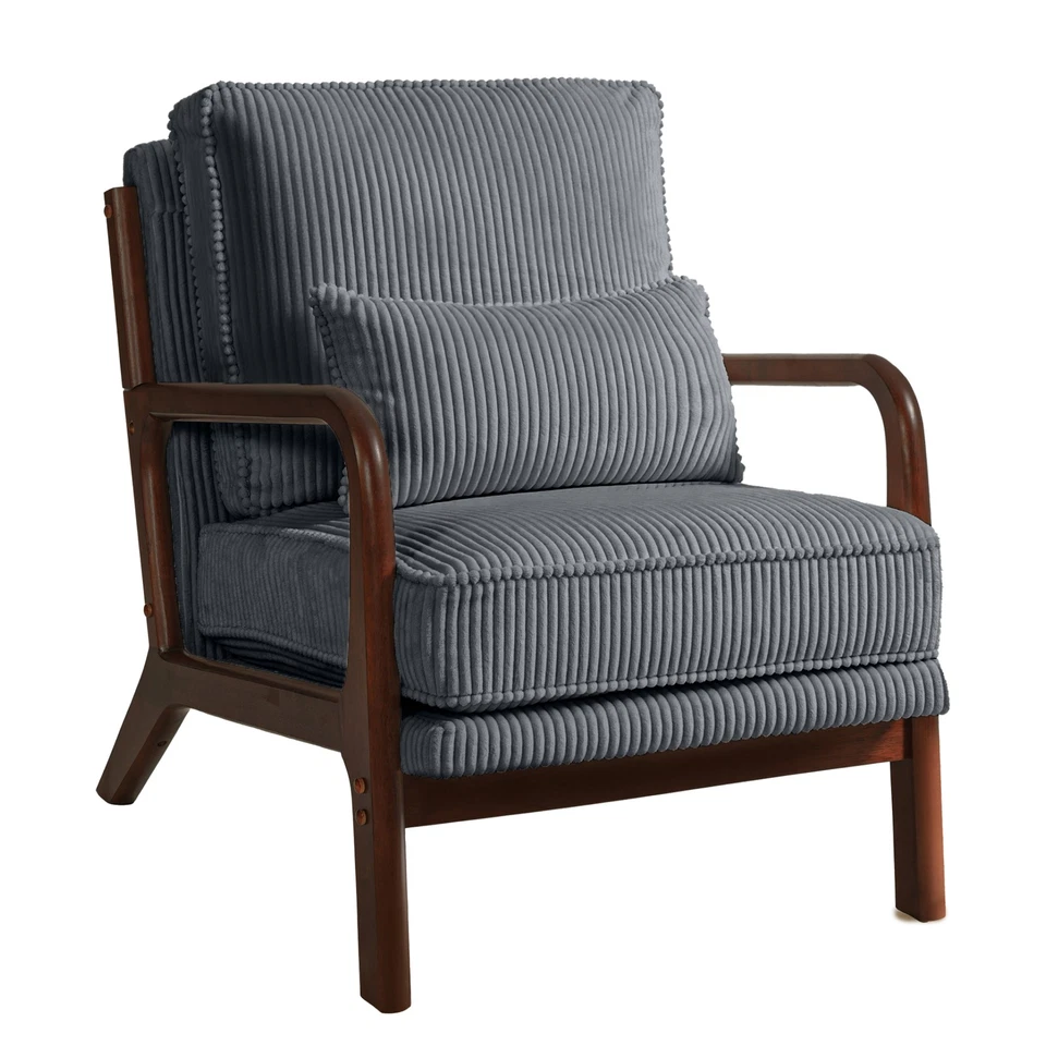 Silla acento moderna de mediados de siglo FLEXISPOT, sillón tapizado de pana  Foto 4 de 4