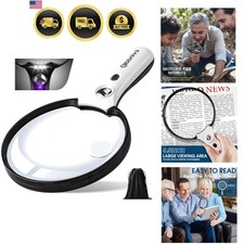 Large Magnifying Glass with Light, 3X Handheld Reading Magnifier with 3 LED ...