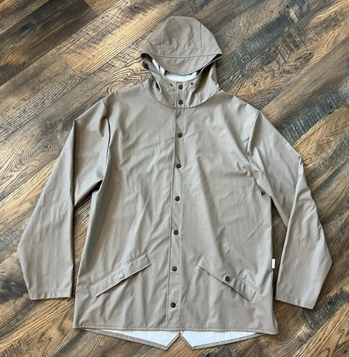 RAINS Drip Drip Drip Beige Rain Jacket Size M/L Unisex
