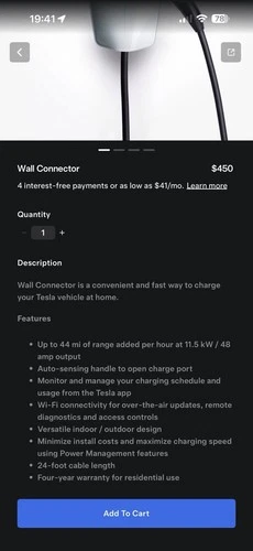 Tesla High Power Wall Connector Charger With 24' Cable. Model S X 3 Y