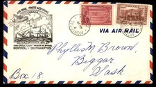 Mayfairstamps Canada 1939 Montreal to Southampton air mail dual first flight aaw