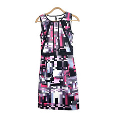 TARGET Dress Womens Pencil Size 6 Black/Pink Satin Sleeveless Round Neck