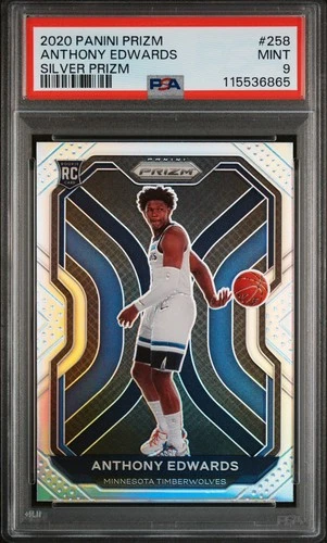 2020 Panini Prizm Anthony Edwards Silver Rookie RC #258 PSA 9