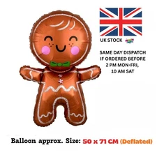 New Christmas Gingerbread Man 80cm Foil Balloon New Year Xmas Party Decor UK
