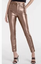 Nwot Express Jeans Metallic Faux Leather Skinny Pants Bronze Sz 8s