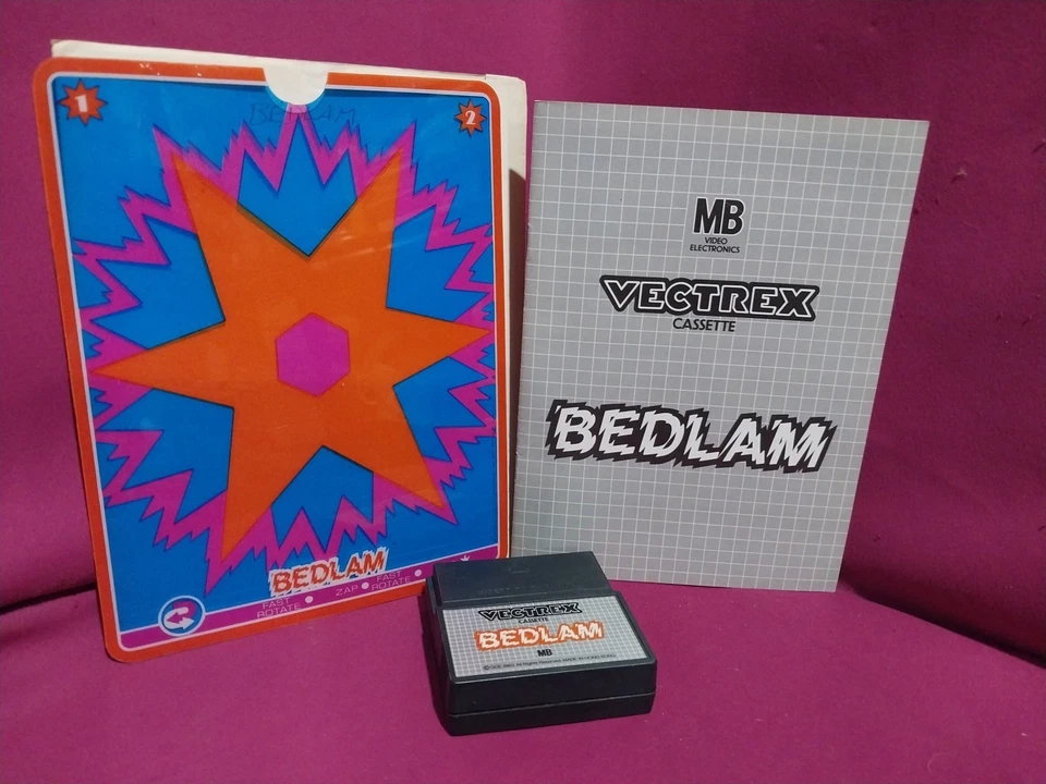 Vectrex Bedlam Cartridge, Overlay, Sleave & Manual GCE Milton Bradley 1982 - Image 2 of 4