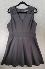 41 Hawthorn Womens Sz Large Ponte Knit V neck A-line Dress Dark Gray Capsule EUC