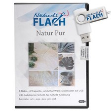 N&auml;hwelt Flach Stickmuster USB "Natur Pur"12 Stickmuster Dateien n&auml;hen Handarbeit