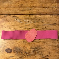 VTG 1980s Pink Elastic Belt W/Large Plastic Buckle 2  Wide 27-32  Waist