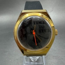 Hugh Hefner Time To F**k Watch Men 38mm Black Dial Gold Tone Manual Wind PARTS