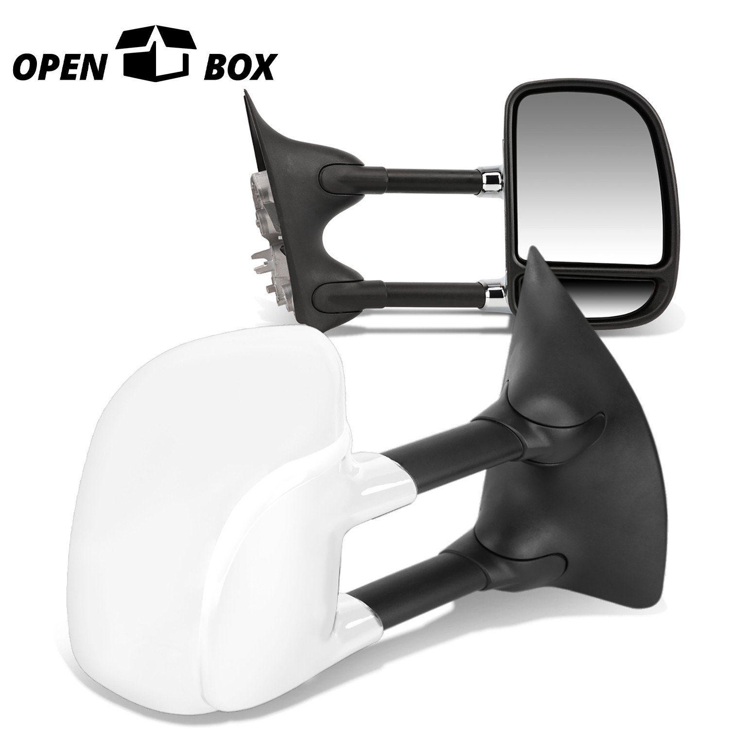 [OPEN-BOX]CHROME REAR VIEW TOWING SIDE MIRROR FOR 99-07 FORD F-SERIES TRUCK