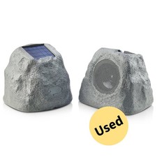 Used Gemini Solar Bluetooth Rock Speakers Pair Outdoor Weather-Resistant LED