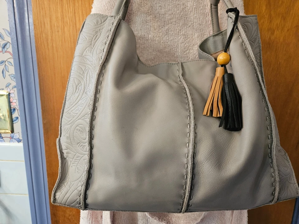 BOLSO HOBO HOLGADO DE CUERO SUAVE FLEXIBLE SAK LOS FELIZ TALLA GRANDE GRIS PALOMA *NUEVO SIN ETIQUETAS* Foto 2 de 4