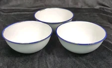 Lot 3 KER Sweden Enamelware Bowls 14 Cm 5.50" White Blue 