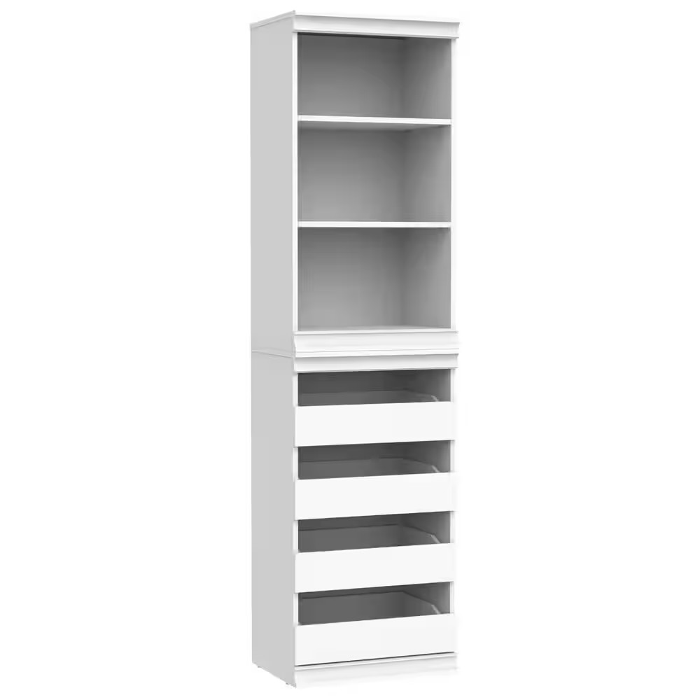 Modular Storage 21.38 In. W White Reach-In Tower Wall Mount 3-Shelf Wood Closet