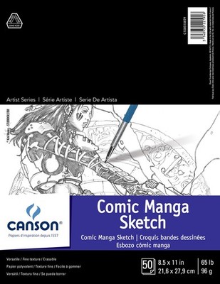 Canson Artist Series Comic and Manga Sketchbook, Foldover Pad, 8.5x11 inches,