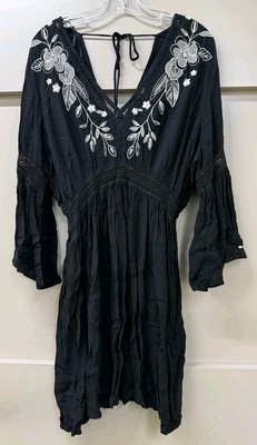 ACCESSORIZE LONDON schwarz mono bestickt Kleid - M / UK 12 - 14