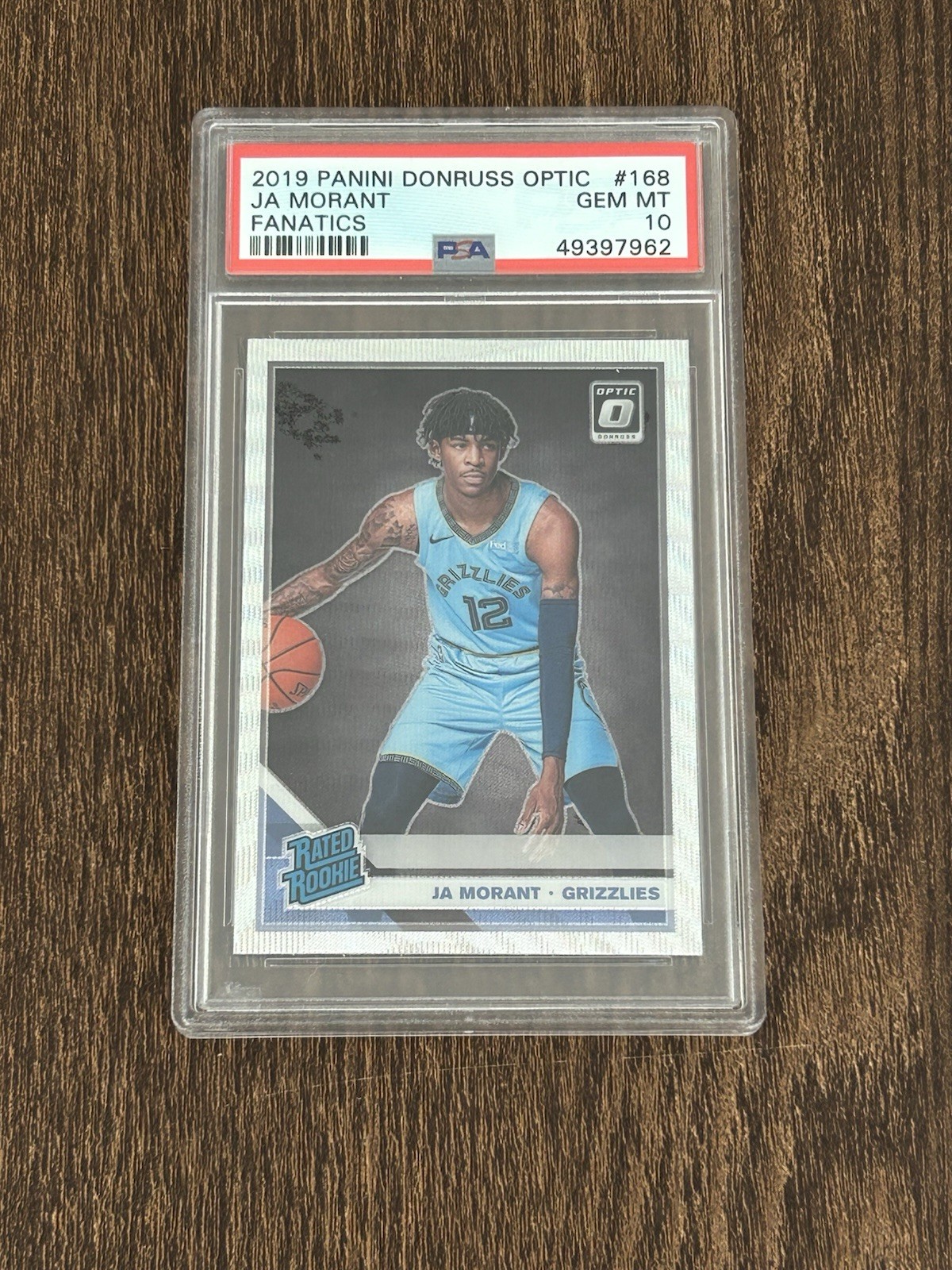 2019 Donruss Optic #168 Ja Morant RC Fanatics Silver Wave Grizzlies GEM PSA 10