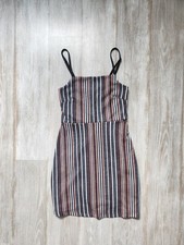 Urban Outfitters Mini Dress Square Neck Stripe Multicolor Strappy Lined Knit XS