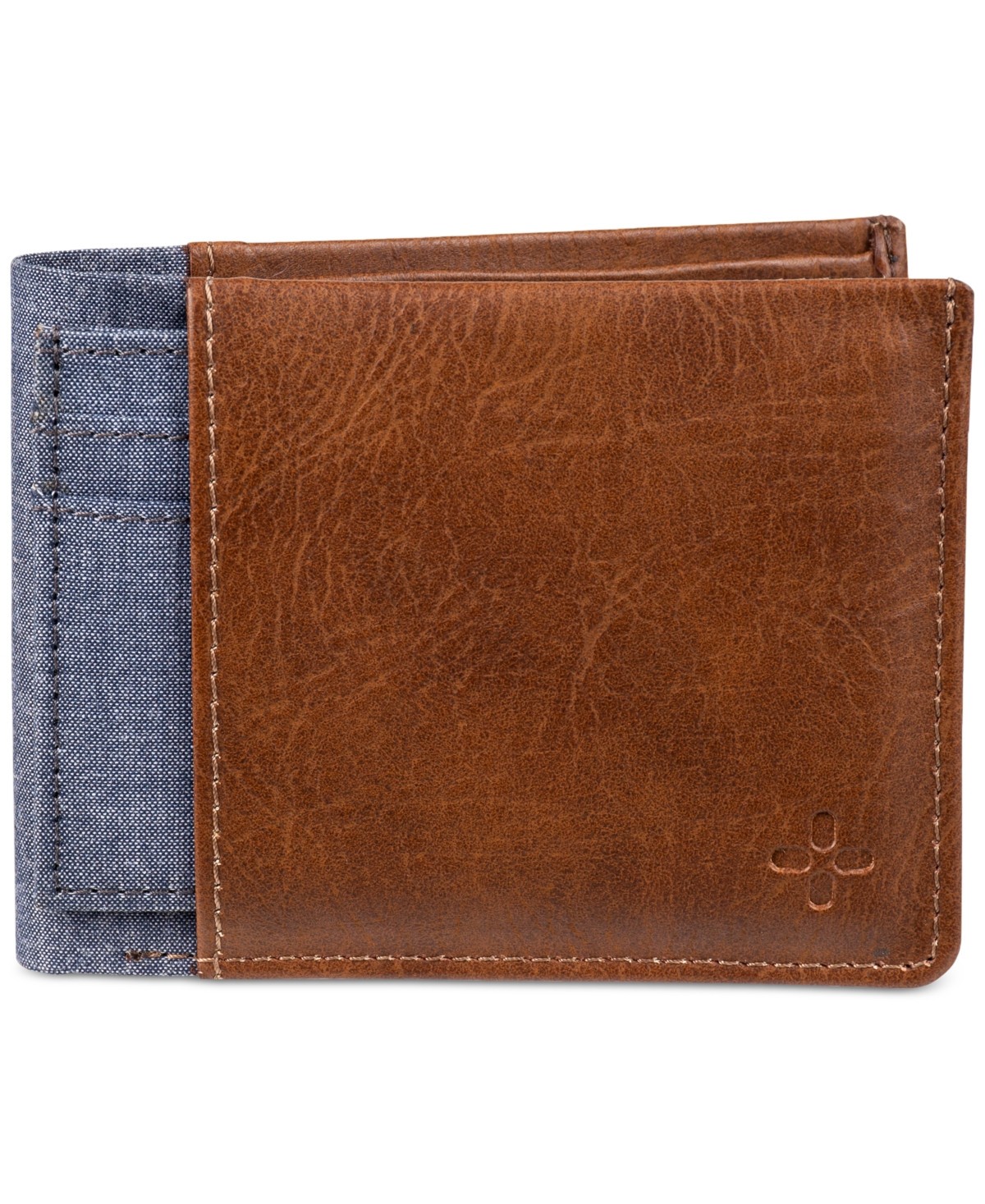 Sun Stone Mens Mixed Media Slim Fold Wallet and Card Case in Tan 2890₽