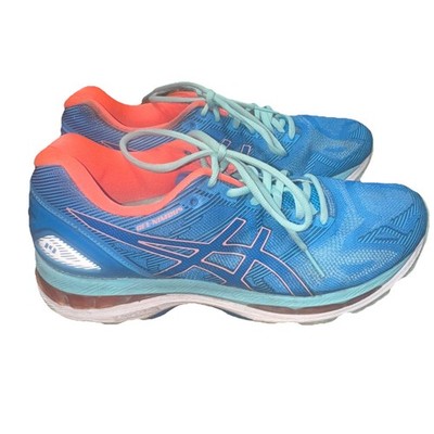 ASICS GEL NIMBUS 19 T750N US 10 Woman Blue Salmon Running Athletic Shoes C3