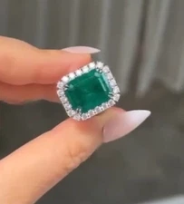 2.30 Ct Radian Cut Natural Emerald Diamond Engagement Ring 10K Solid White Gold