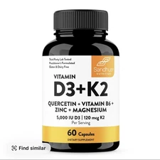 Vitamin D3 K2 + Magnesium & Quercetin | 5000 IU D3 + 120mcg