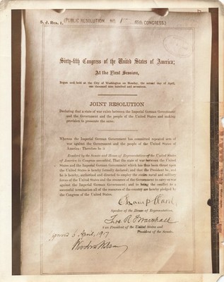 US Formal Declaration of War 1917 Press Photo Joint Resolution WW1   *P177c