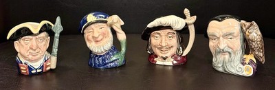 Royal Doulton Mini Character Jugs   Merlin, Old Salt, More   2.25'' or Set