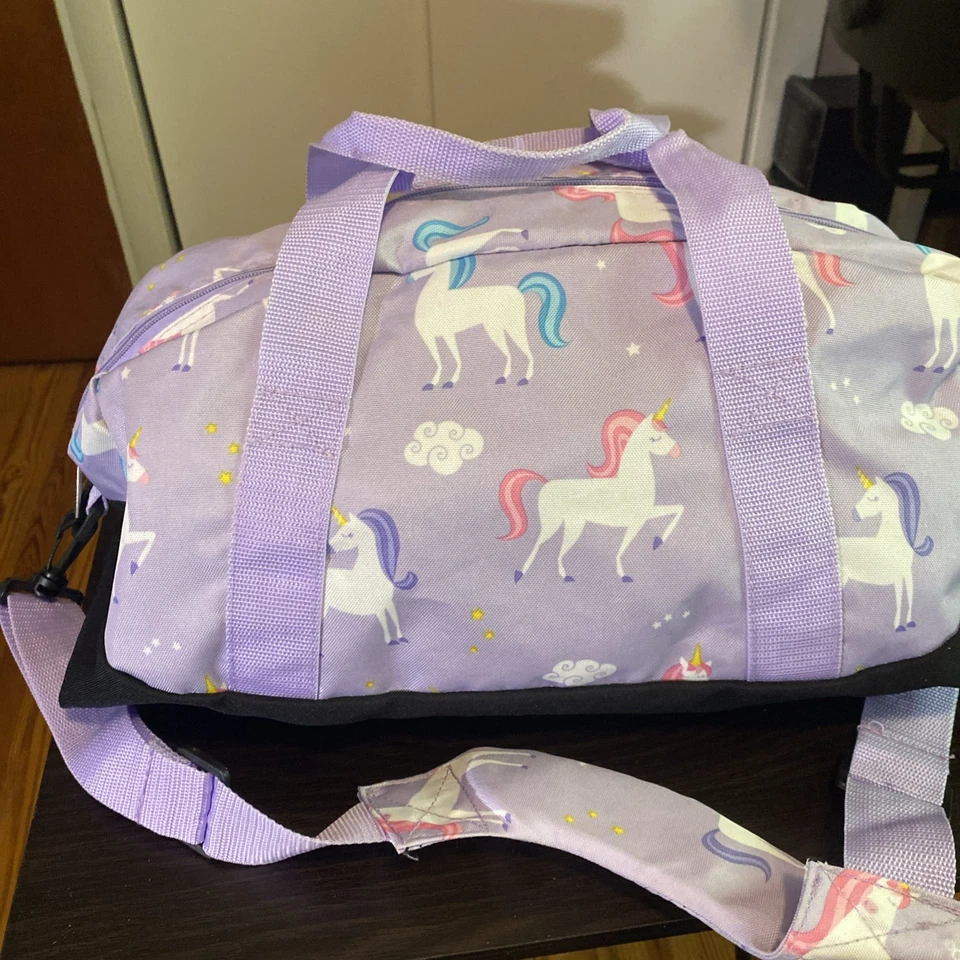 Bolso de Lona Wildkin Kids Unicornio para Pasar la Noche - Tamaño de Equipaje para Escuela y Manga... Foto 4 de 4