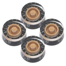 4Pcs Electric Guitar Knobs Gold Top Hat Style Volume Tone Control Replacement 