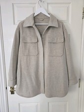 M&S Beige Shacket Size 18 Long Sleeves Side Pockets Popper Fastening No Belt