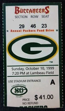 1999 Packers Buccaneers Brett Farve 2 TDs Mike Alstott TD Football Ticket Stub