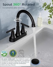 FORIOUS Matte Black Bathroom Faucets, 4 Inch Centerset Bathroom Sink Faucet 2...