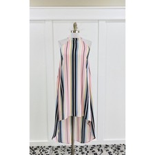 Almost Famous Women's Striped Dress Small High Low Sleeveless Jewel Neckline