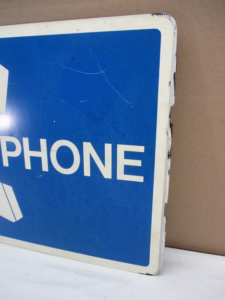 Vintage Payphone PHONE Booth Sign Blue 18