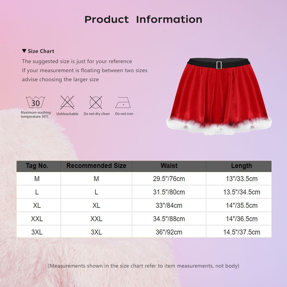 Womens Fancy Dress Holiday Christmas Flared Skirt Cosplay Mrs Claus